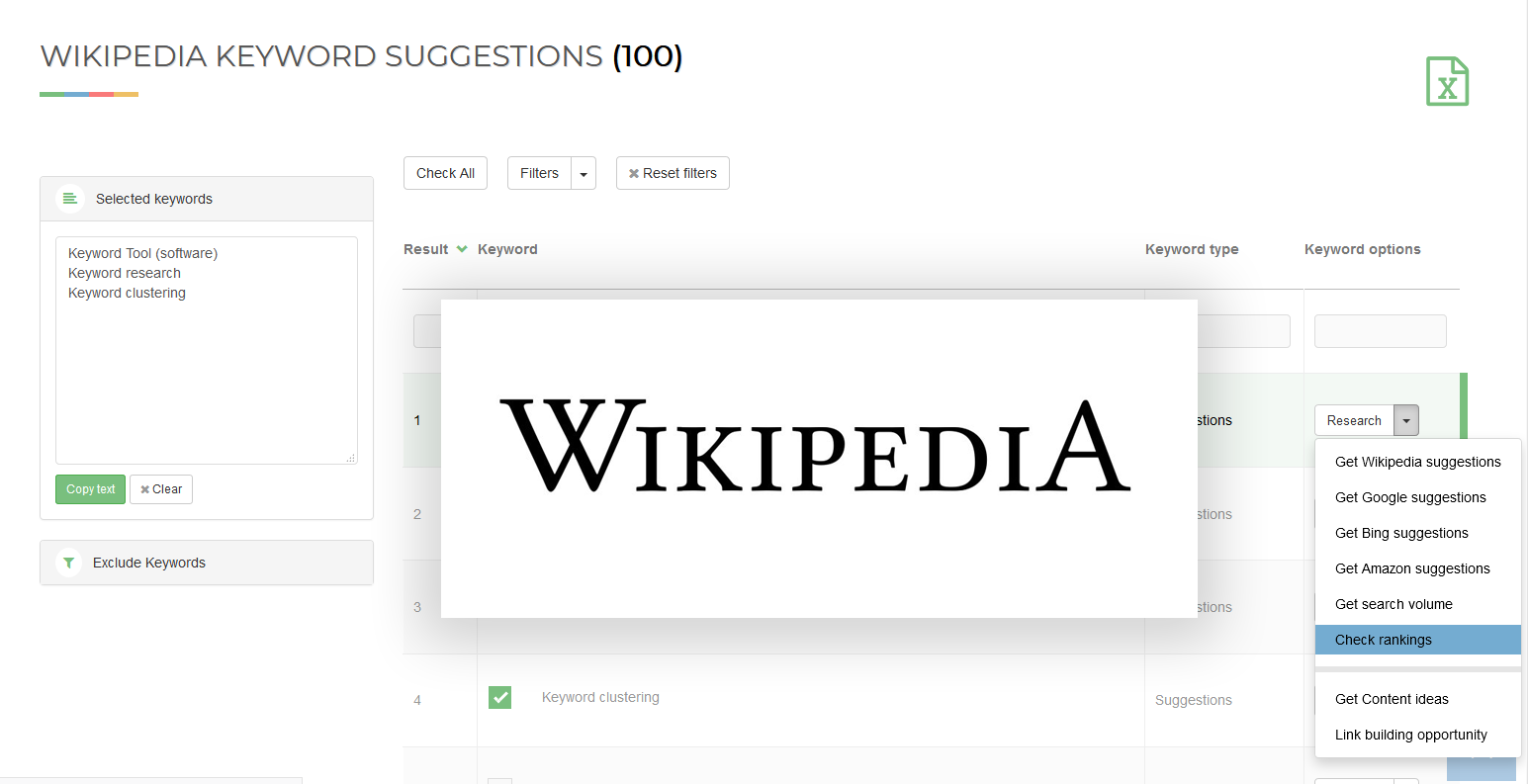 wikipedia keyword research